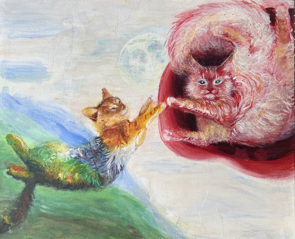 La Création du chat - Peinture de Christine Gauche